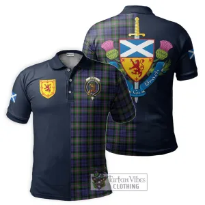 Baird Modern Tartan Polo Shirt Alba with Scottish Lion Royal Arm Half Style
