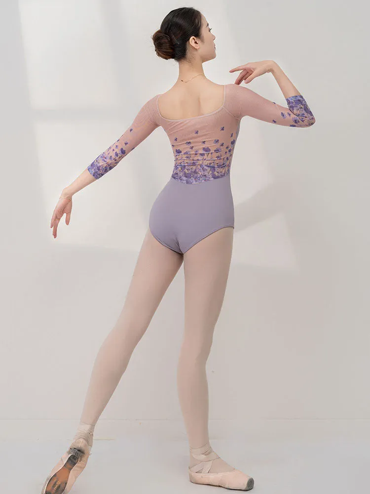 Ballet Dance Training Jumpsuit Mid-sleeve Print Leotard