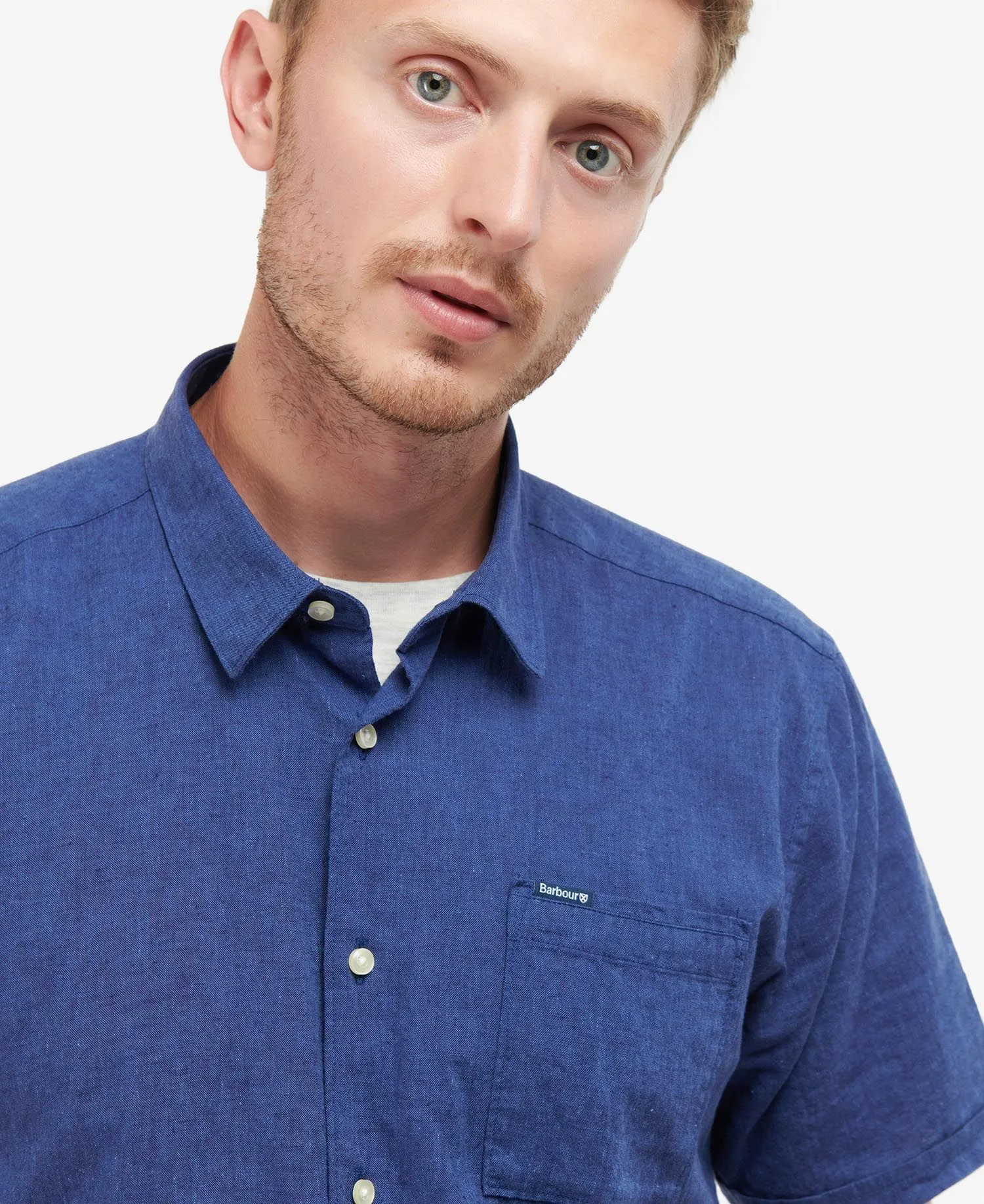 Barbour Nelson Short Sleeve Summer Shirt In Indigo