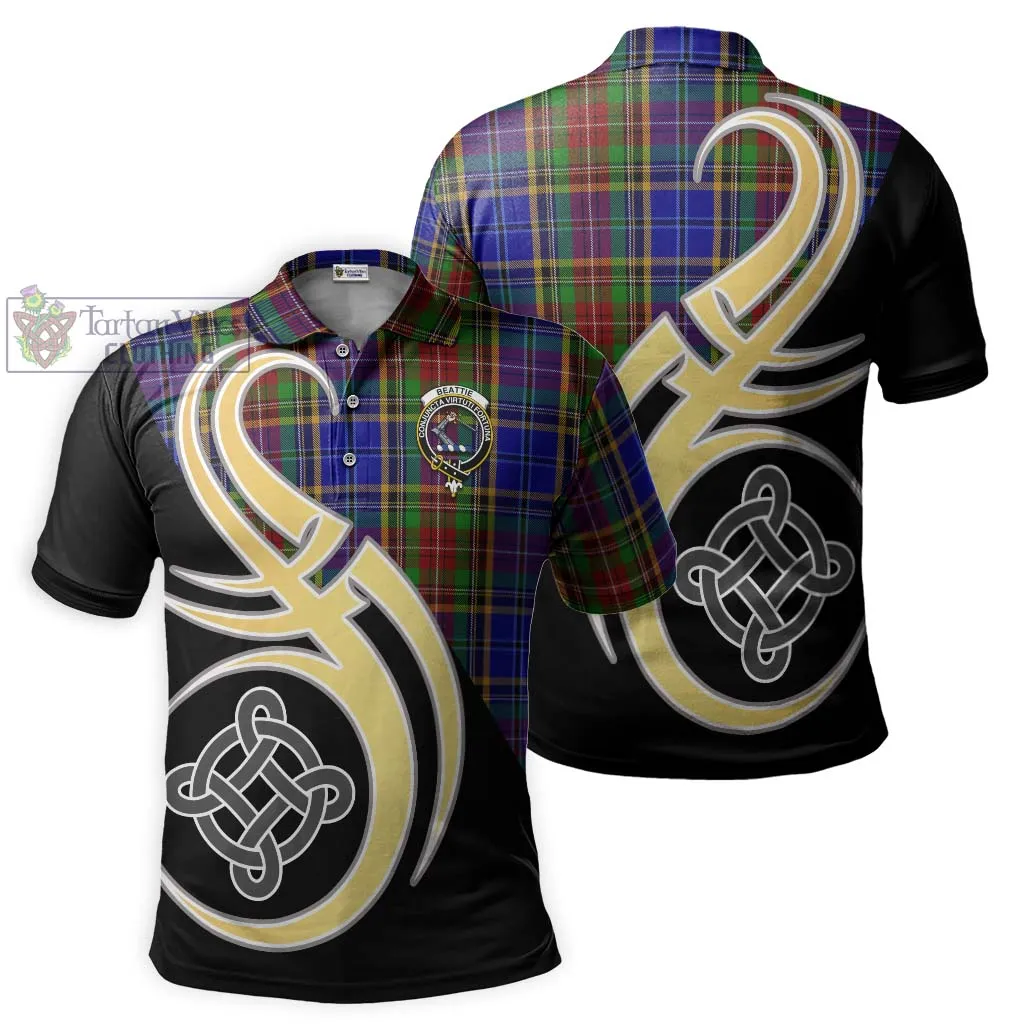 Beattie Tartan Polo Shirt with Family Crest and Celtic Symbol Style