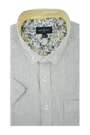 Beaumaris Linen Blend Short Sleeve Shirt in Nimbus Cloud