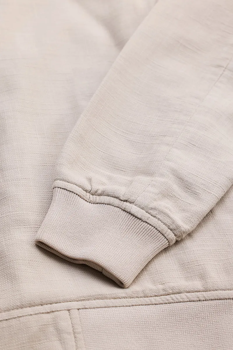 Beige Textured Relaxed Fit Jacket