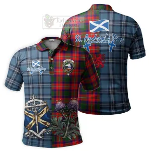 Belshes (Belsches) Tartan Polo Shirt Happy St. Andrew's Day Half Tartan Style