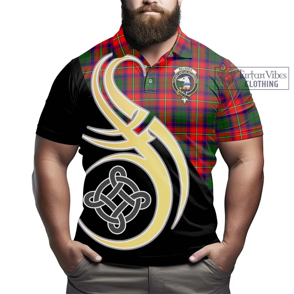 Belshes Tartan Polo Shirt with Family Crest and Celtic Symbol Style