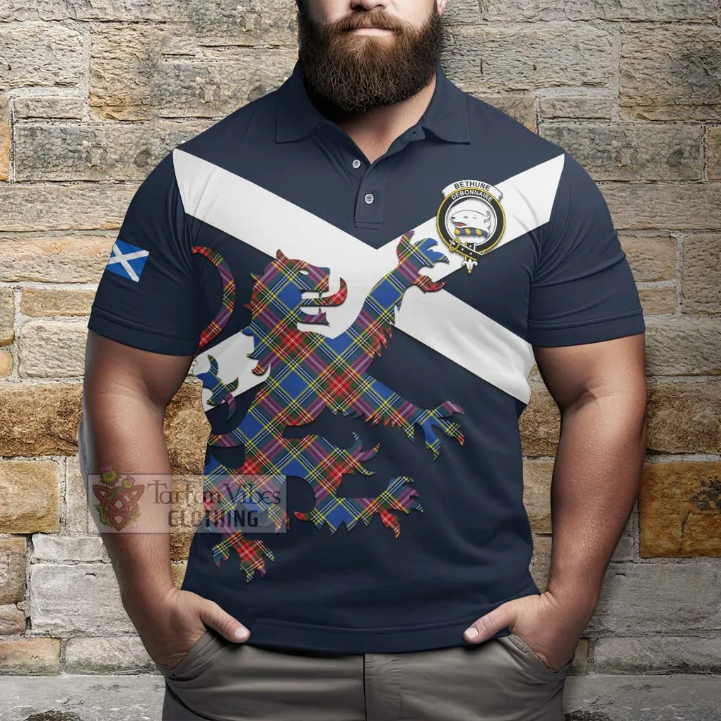 Bethune Tartan Lion Rampant Polo Shirt Proudly Display Your Heritage with Alba Gu Brath and Clan Name