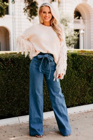 Betting On You Flying Tomato High Waisted Wide Leg Jeans (Medium Indigo)