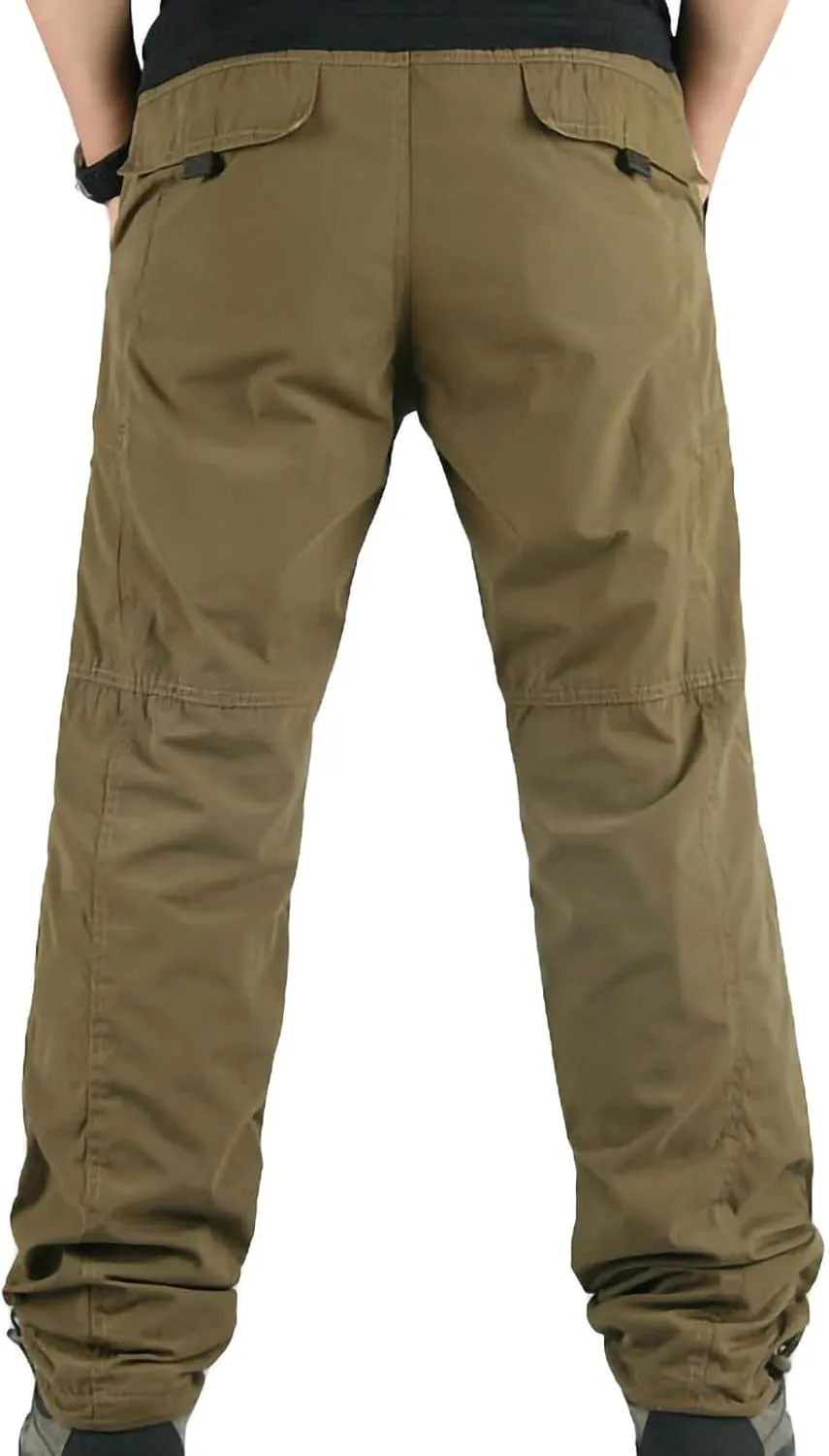 Bidobibo Fleece Lined Pants Men Plus Size Drawstring Cargo Pants Sherpa Lined Joggers Elastic Waist Thickened Warm Pants