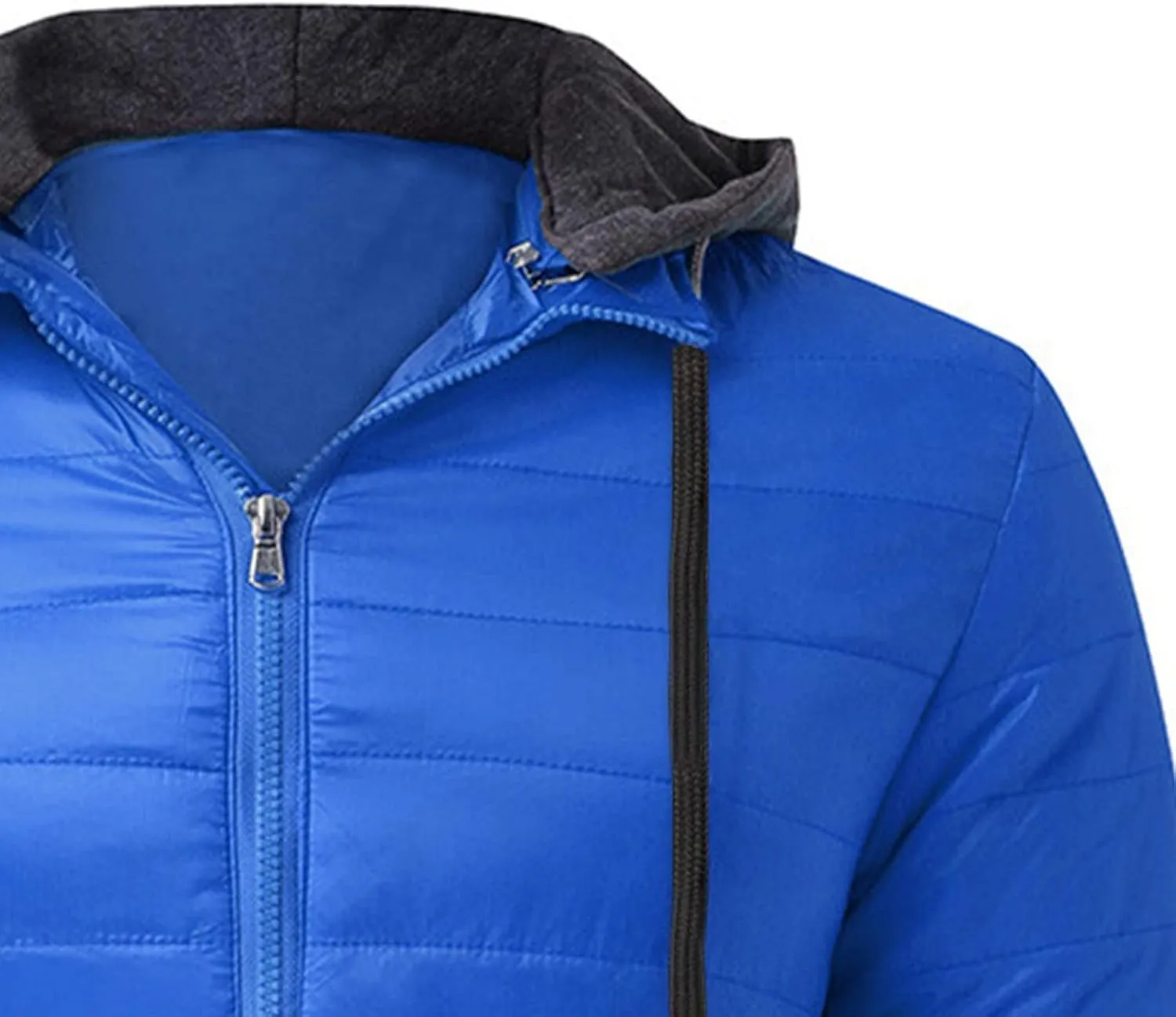BIFUTON Lightweight Puffer Jacket with Hood Men Warm Thick Down Hoodie Full Zip Puffy Coat for Hiking Travel Winter Outwears