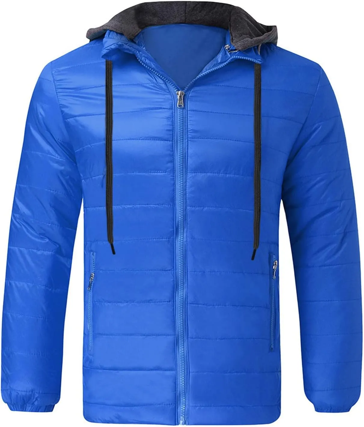 BIFUTON Lightweight Puffer Jacket with Hood Men Warm Thick Down Hoodie Full Zip Puffy Coat for Hiking Travel Winter Outwears