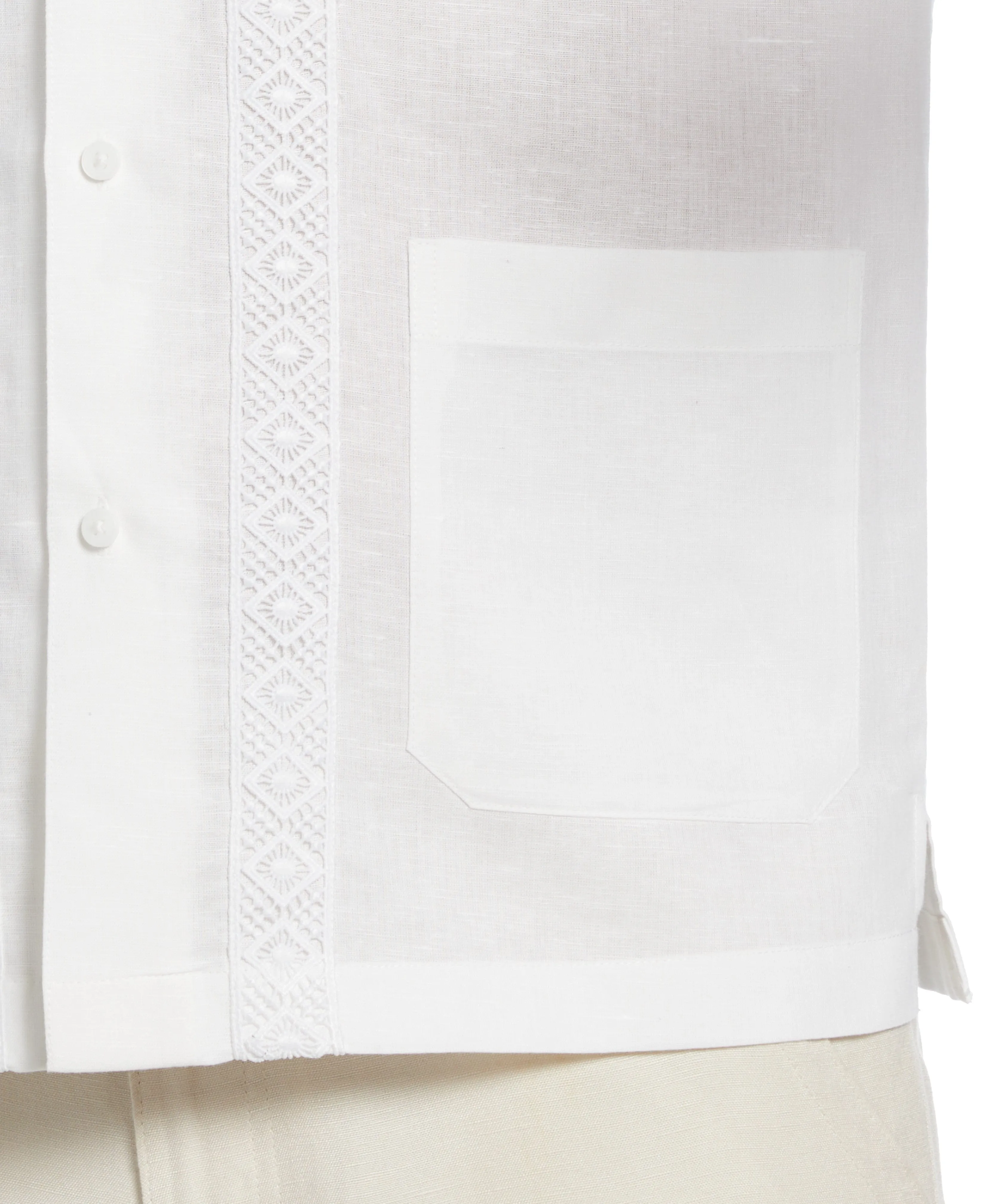 Big & Tall Linen-Blend Applique Panel Guayabera Shirt