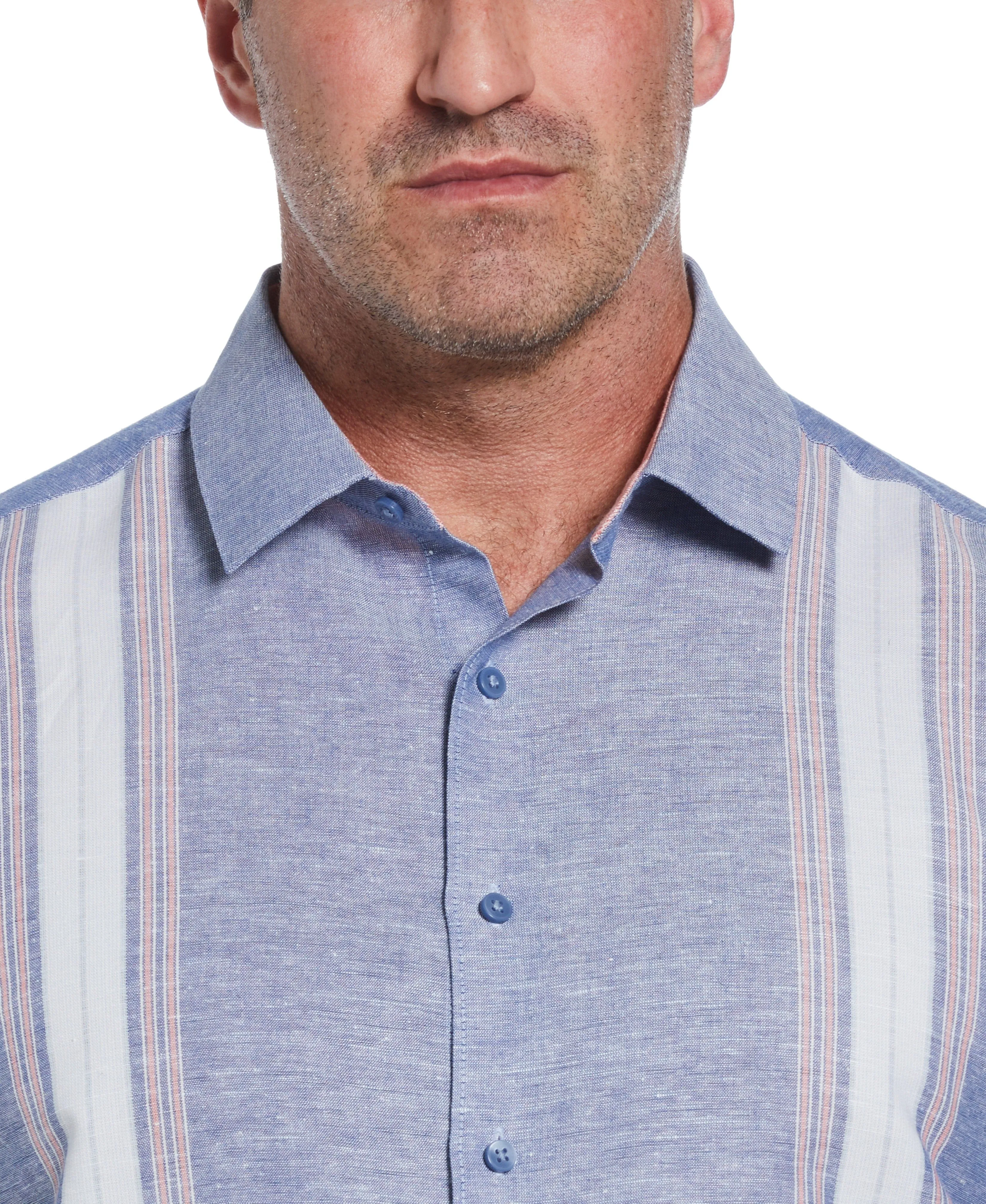 Big & Tall Linen Blend Textured Panel Shirt