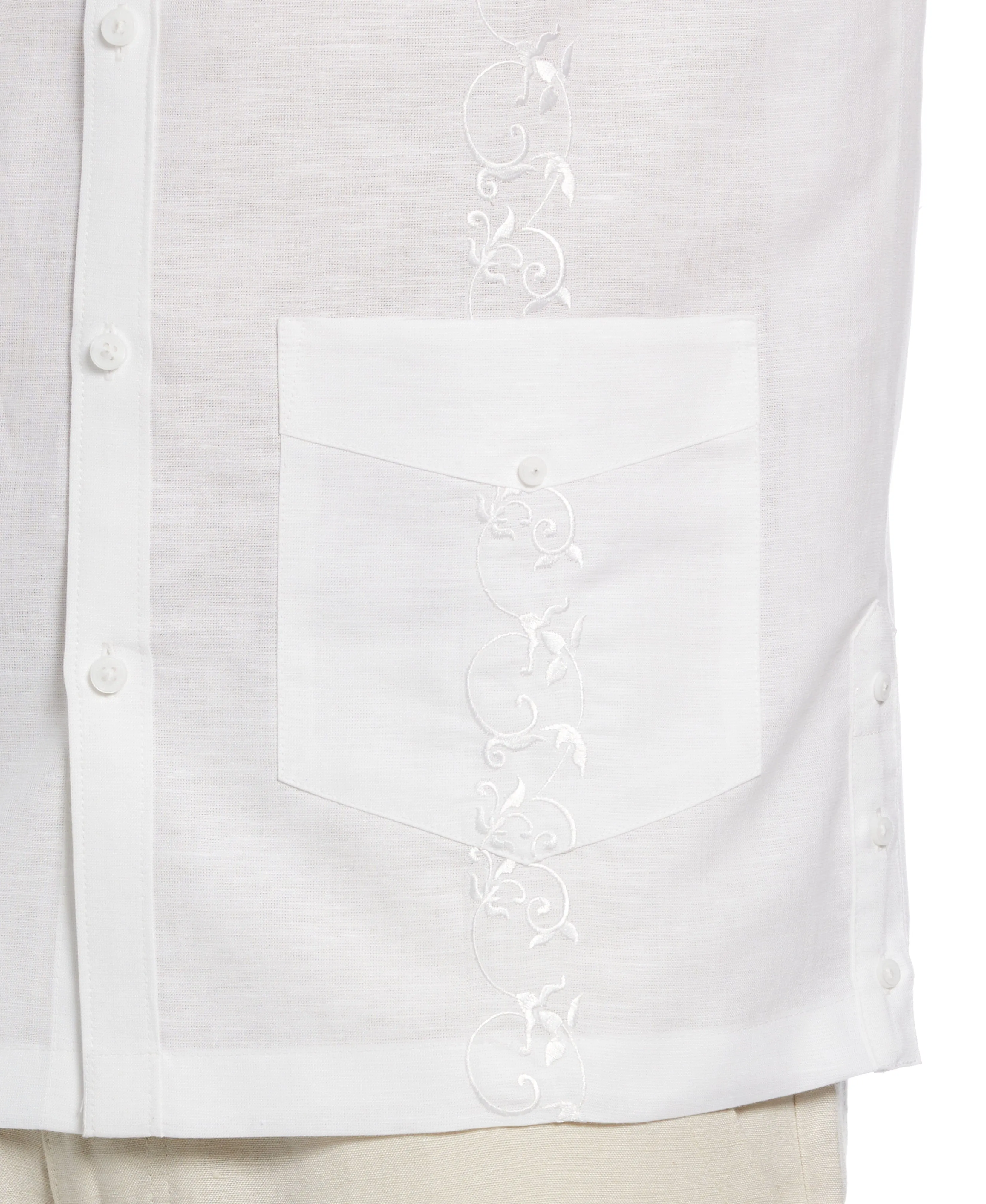 Big & Tall Linen Blend Tonal Embroidery Guayabera Shirt