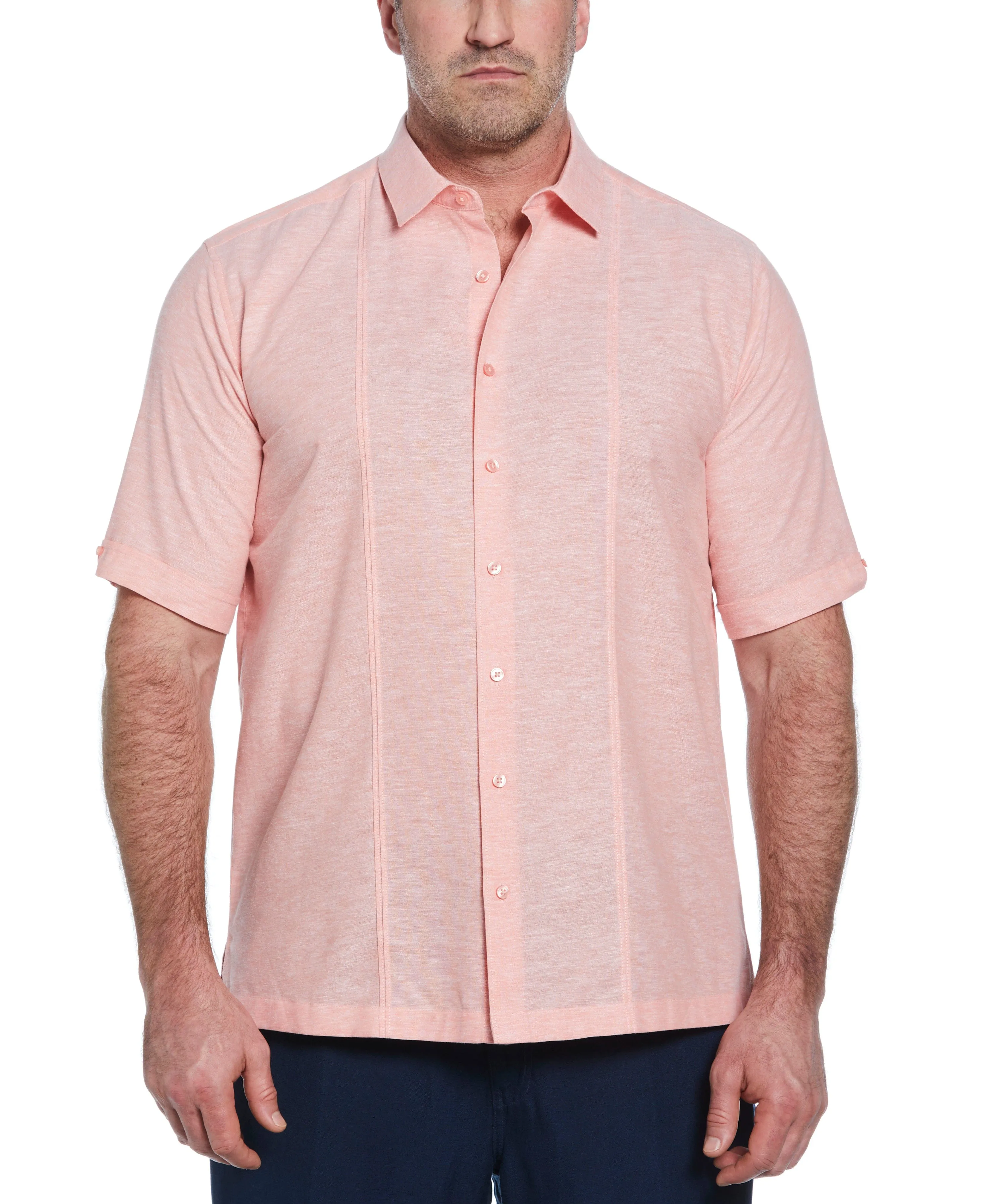 Big & Tall Linen Blend Tuck Panel Shirt