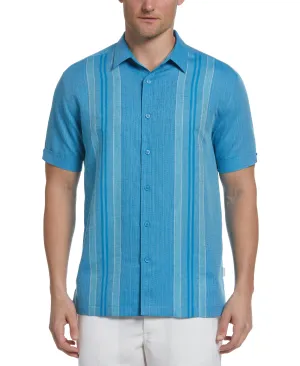 Big & Tall Linen Blend Yarn Dye Panel Shirt