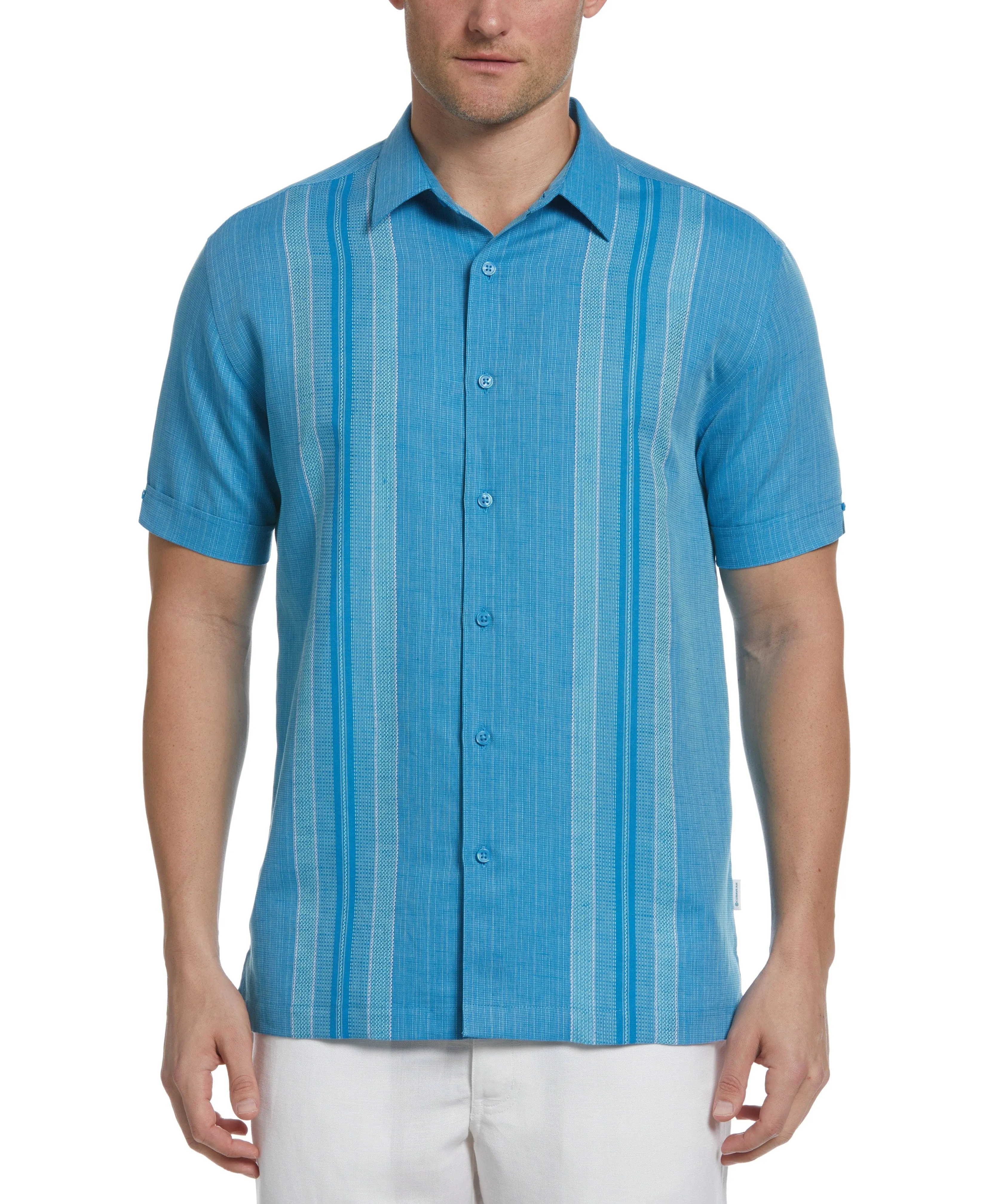 Big & Tall Linen Blend Yarn Dye Panel Shirt
