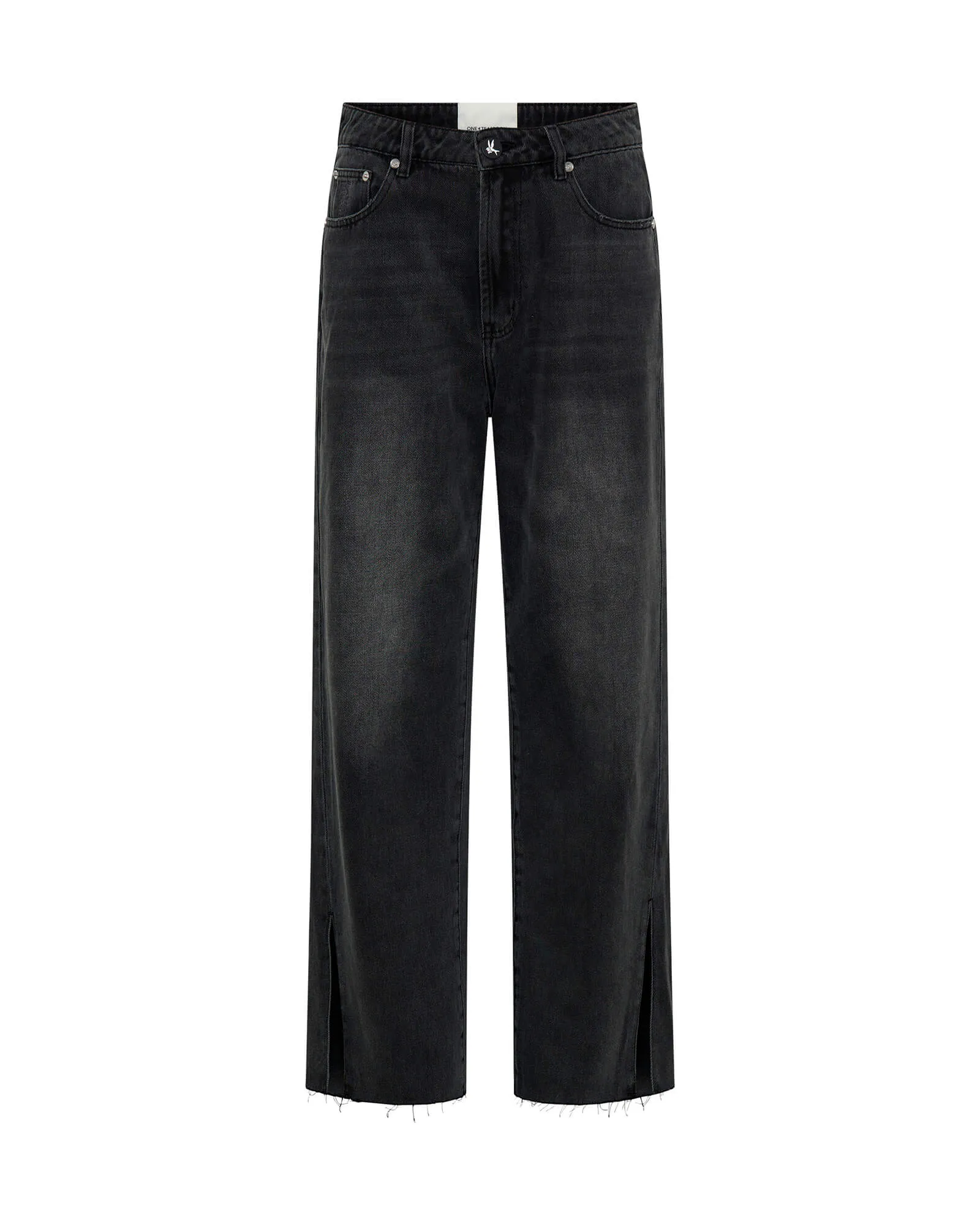Billie Low Slung Straight Leg Mid Waist Denim Jeans - Faded Black