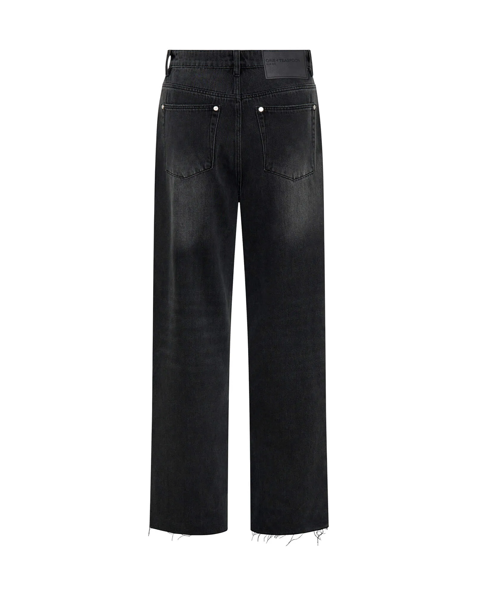Billie Low Slung Straight Leg Mid Waist Denim Jeans - Faded Black
