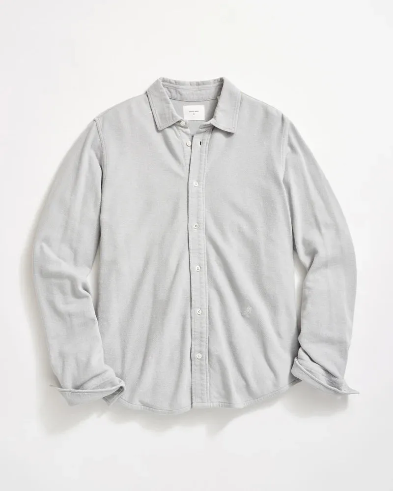 Billy Reid Long Sleeve Knit Yellowhammer Shirt in Silver