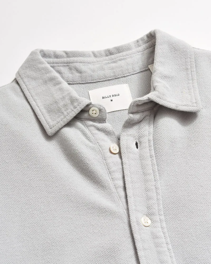 Billy Reid Long Sleeve Knit Yellowhammer Shirt in Silver