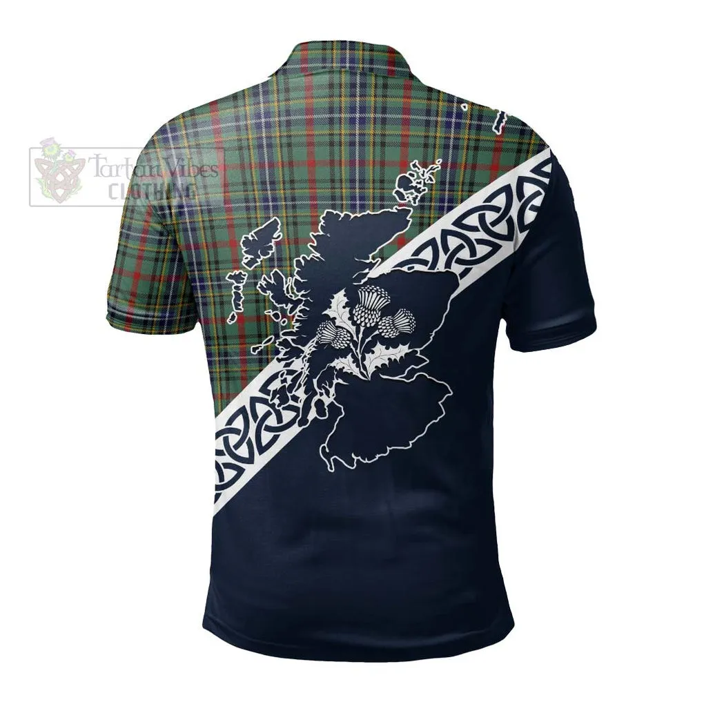 Bisset Tartan Polo Shirt Featuring Thistle and Scotland Map