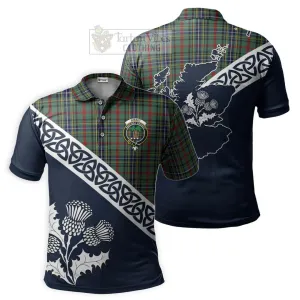 Bisset Tartan Polo Shirt Featuring Thistle and Scotland Map
