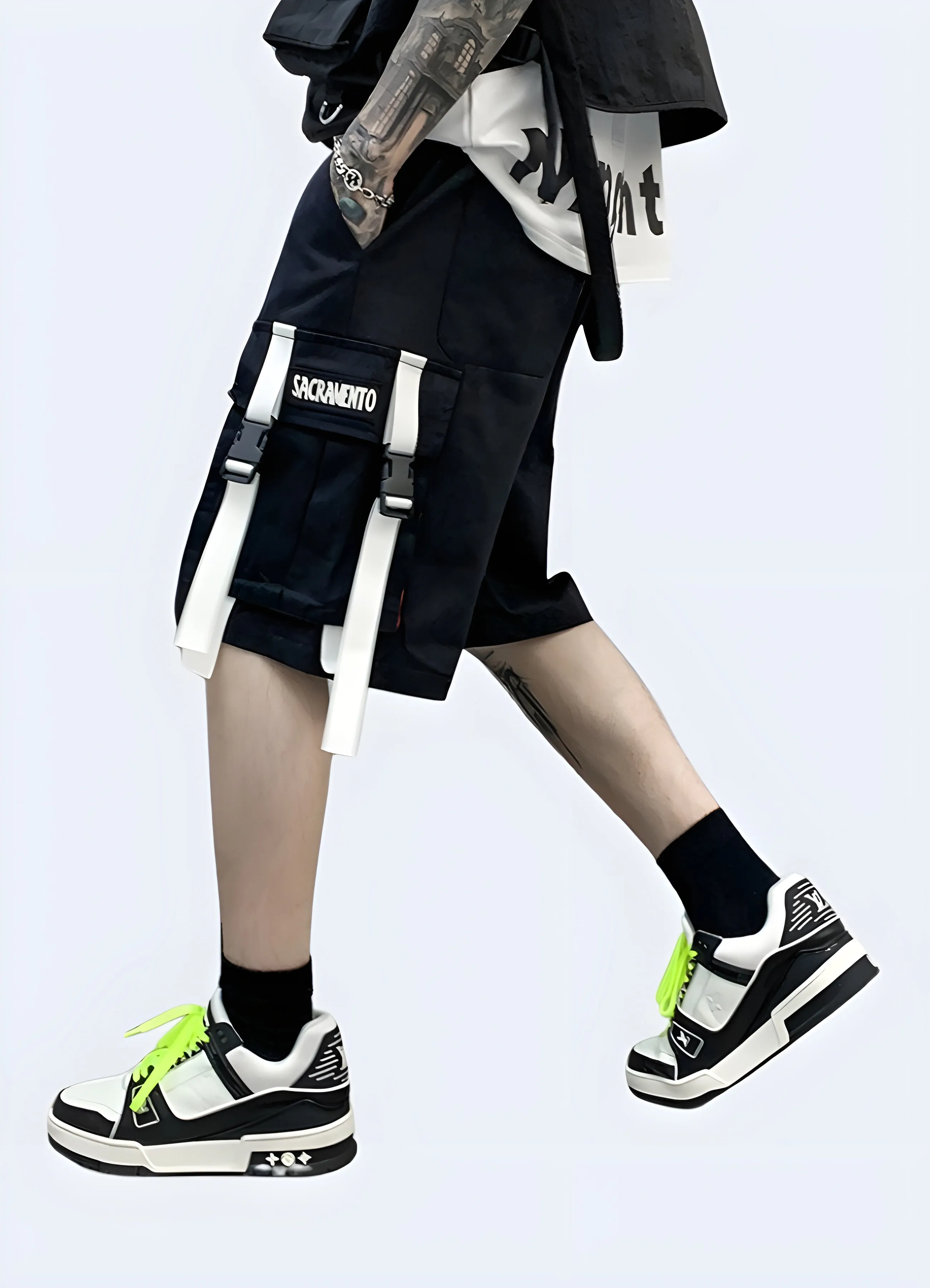 Black And White Streetwear Shorts