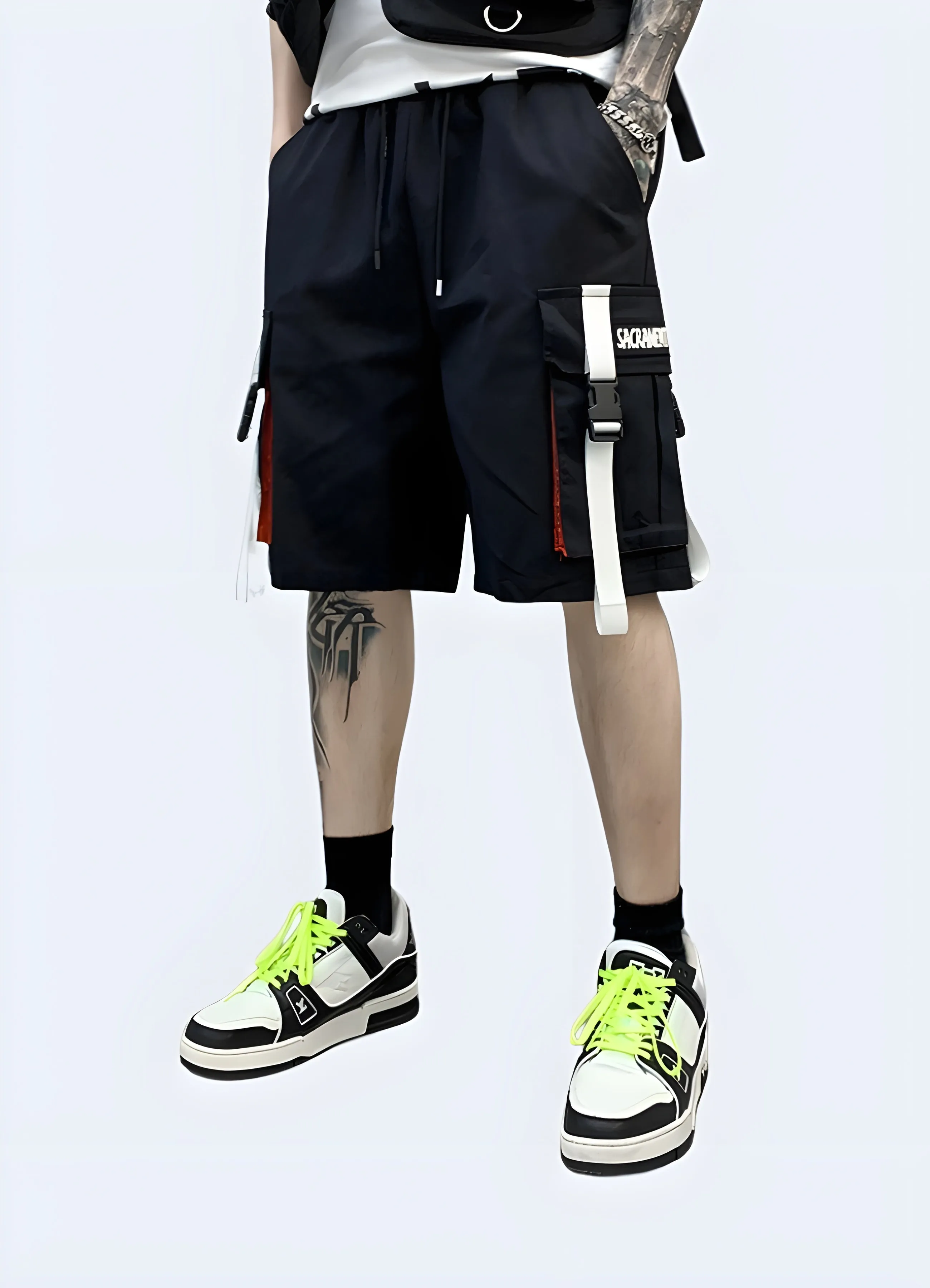 Black And White Streetwear Shorts