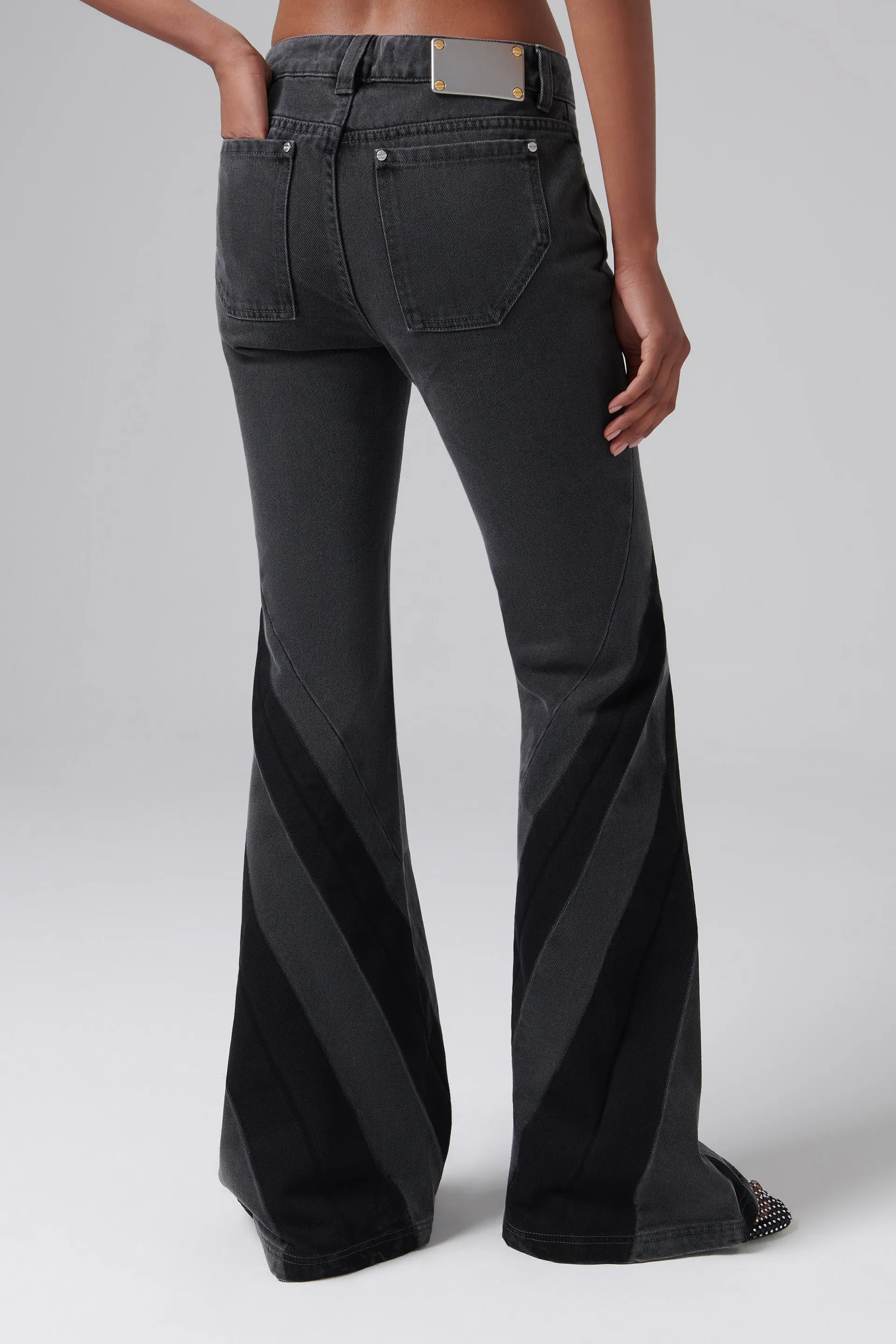 Black Darted Bootcut Jean