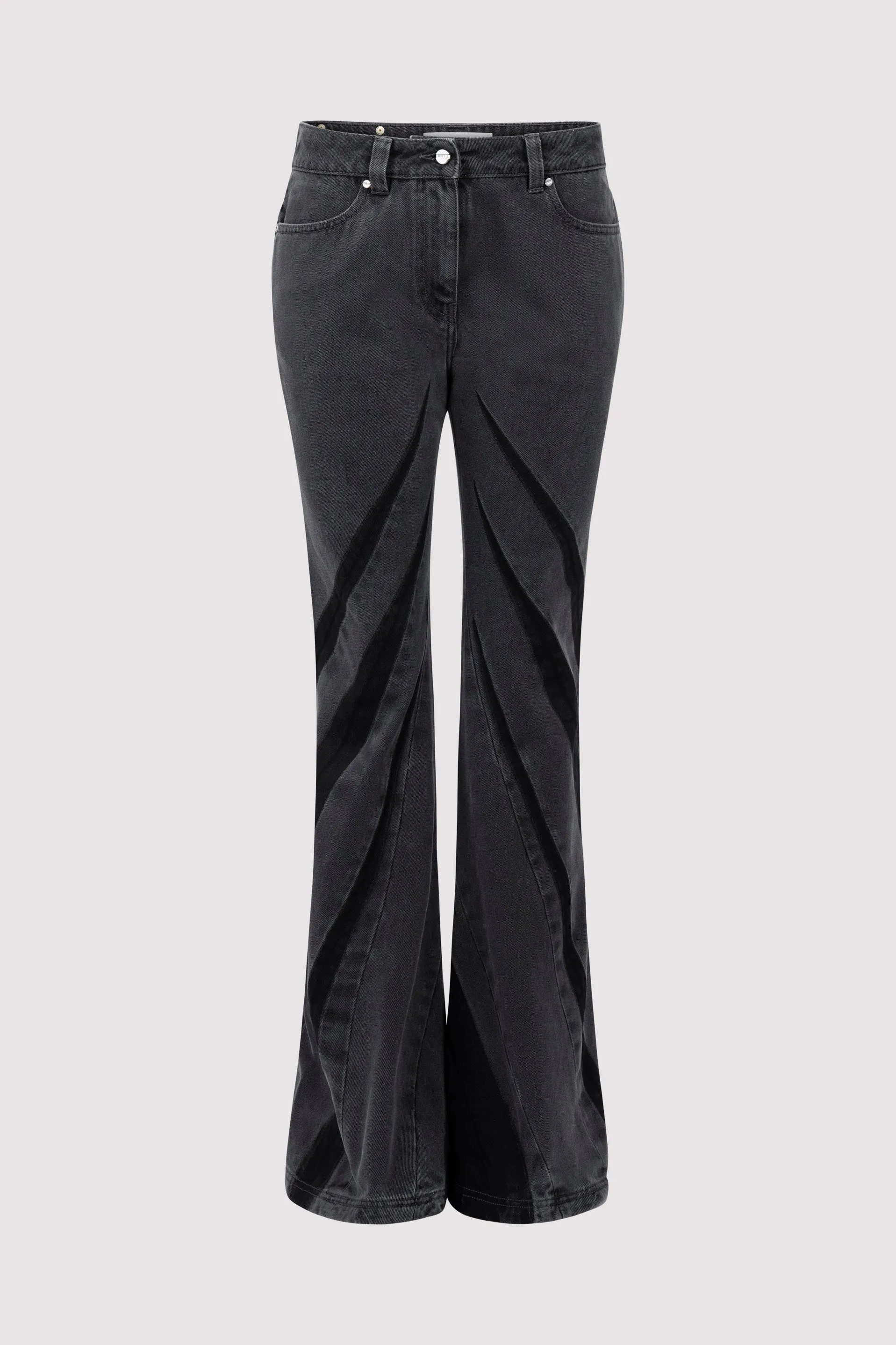 Black Darted Bootcut Jean