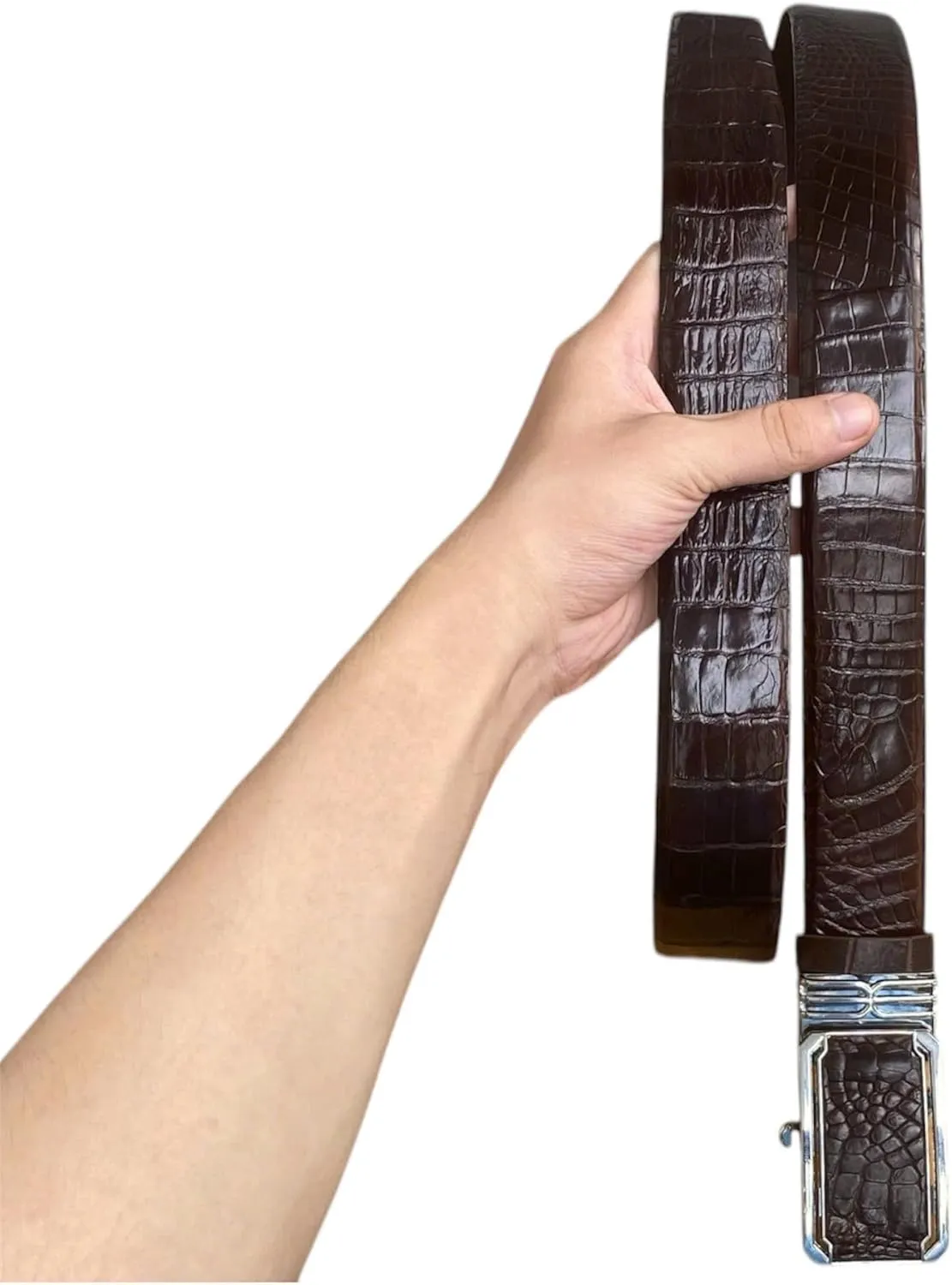 Black Genuine alligator leather skin belts for men crocodile skin leather belt with silver buckle for mens width 1.5"