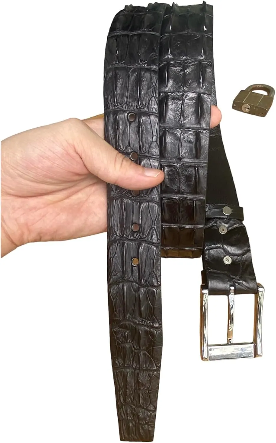 Black Genuine alligator leather skin belts for men crocodile skin leather belt with silver buckle for mens width 1.5"