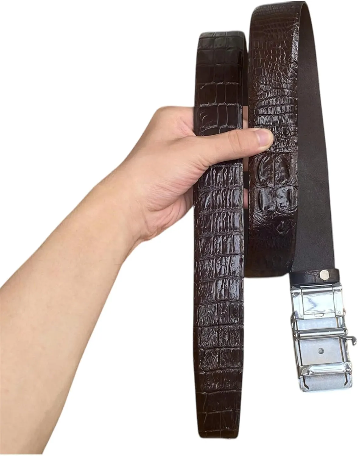 Black Genuine alligator leather skin belts for men crocodile skin leather belt with silver buckle for mens width 1.5"