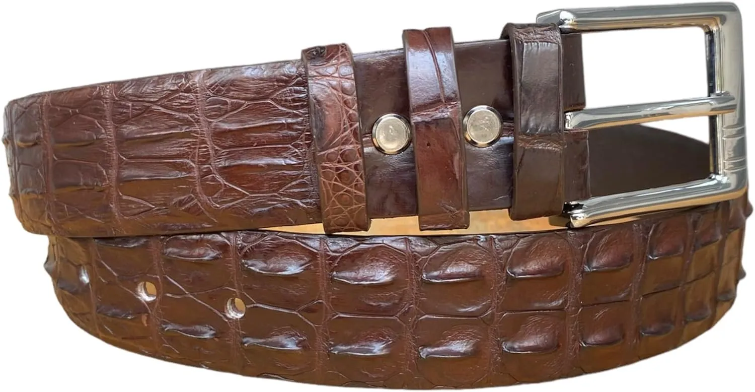 Black Genuine alligator leather skin belts for men crocodile skin leather belt with silver buckle for mens width 1.5"
