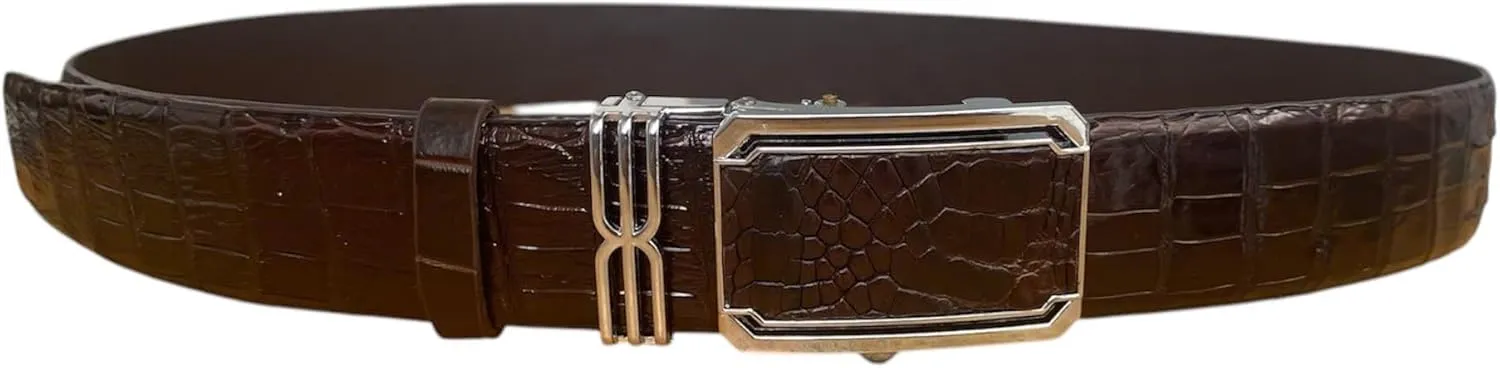 Black Genuine alligator leather skin belts for men crocodile skin leather belt with silver buckle for mens width 1.5"