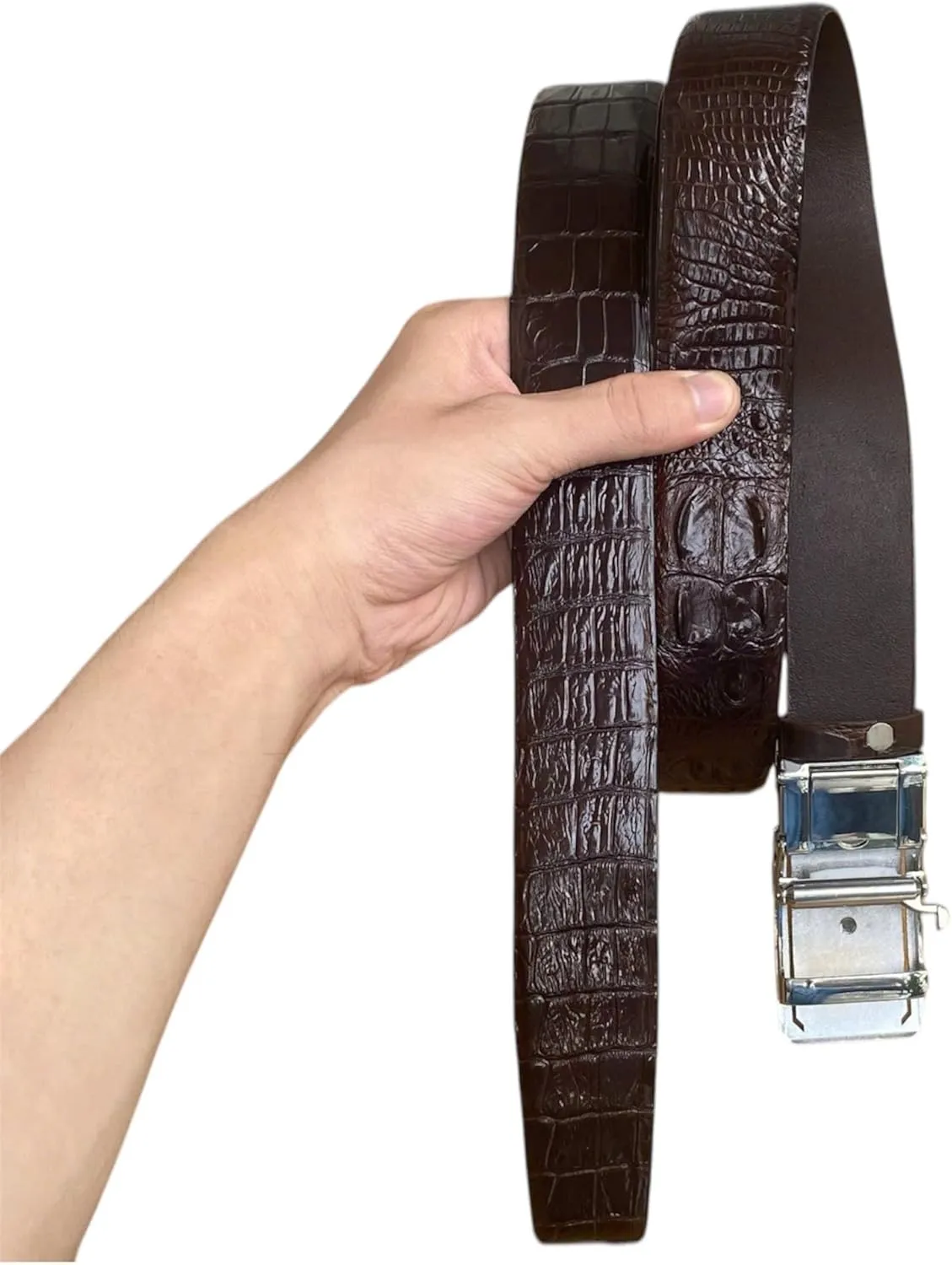 Black Genuine alligator leather skin belts for men crocodile skin leather belt with silver buckle for mens width 1.5"