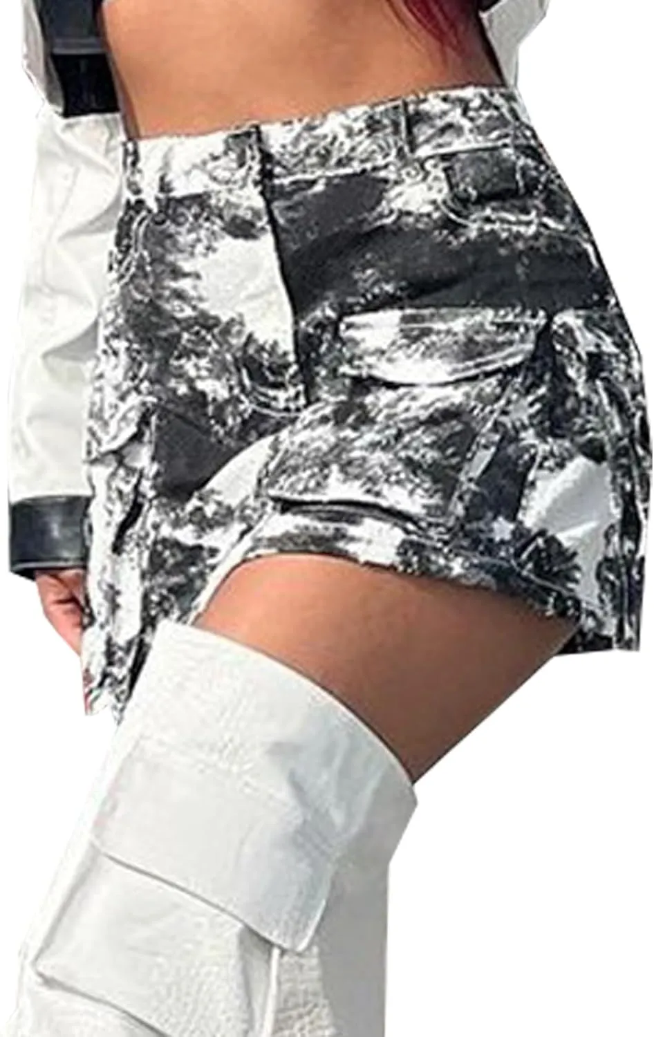 Black Mini Skirt for Women Sexy High Waisted Casual Pockets Summer Short Women's Cargo Skirts Dressy Cute