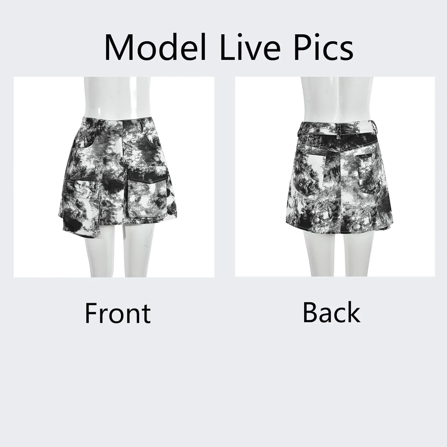 Black Mini Skirt for Women Sexy High Waisted Casual Pockets Summer Short Women's Cargo Skirts Dressy Cute