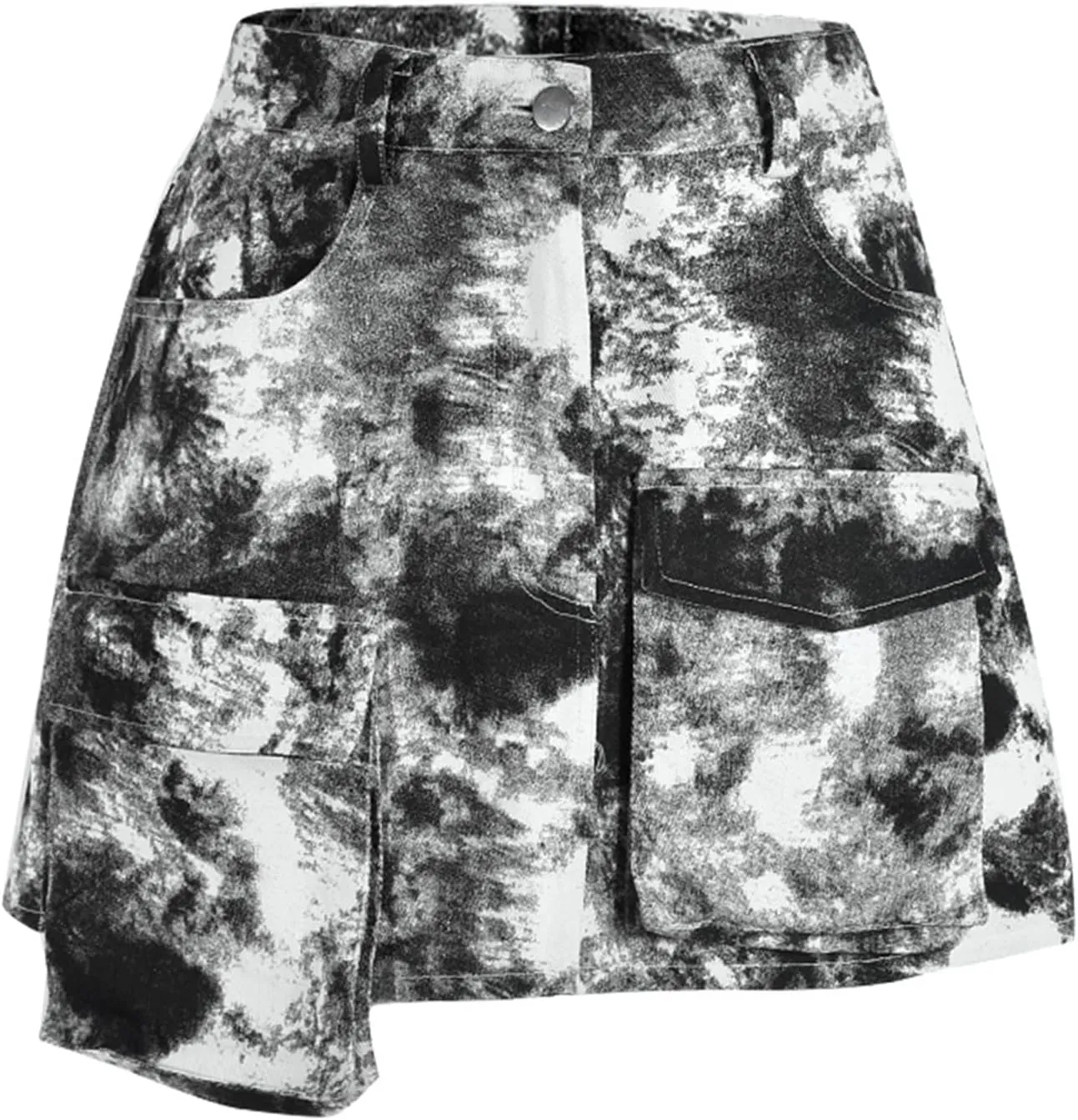 Black Mini Skirt for Women Sexy High Waisted Casual Pockets Summer Short Women's Cargo Skirts Dressy Cute