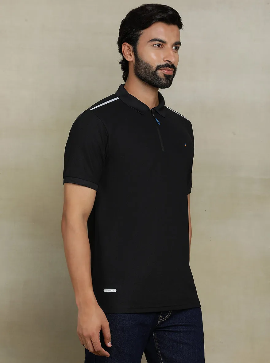 Black Solid Slim fit Polo T-Shirt | Jade Play