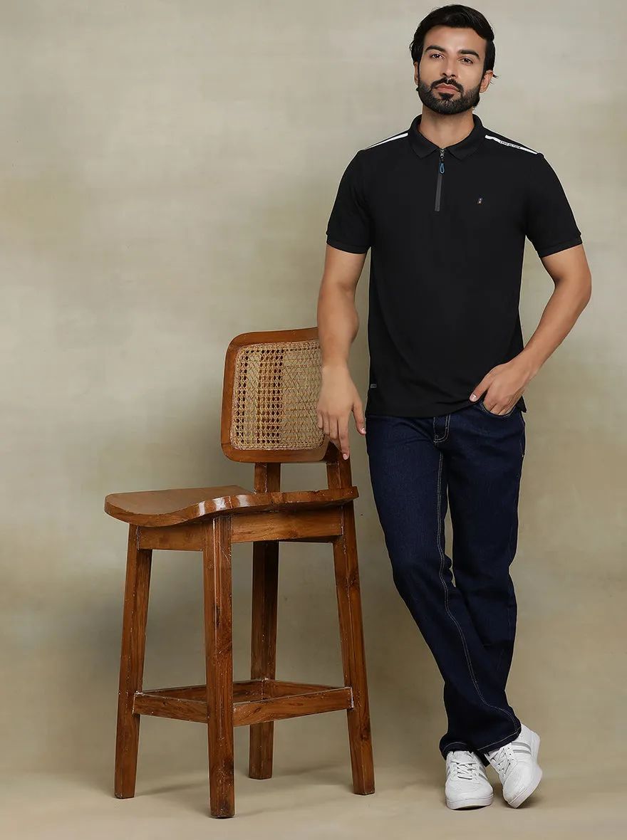 Black Solid Slim fit Polo T-Shirt | Jade Play