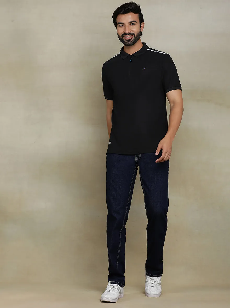 Black Solid Slim fit Polo T-Shirt | Jade Play