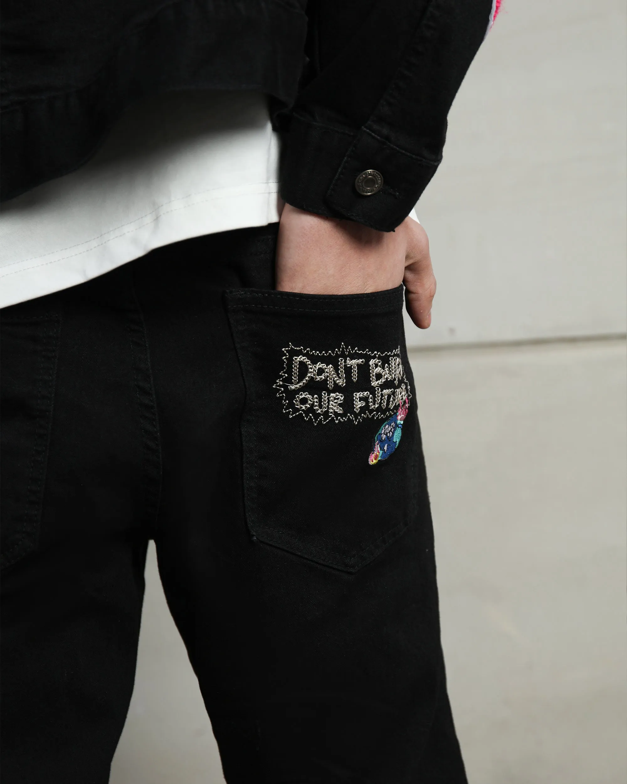 Black Streetwear Patchwork Ripped Jeans-Mexico Local Delivery