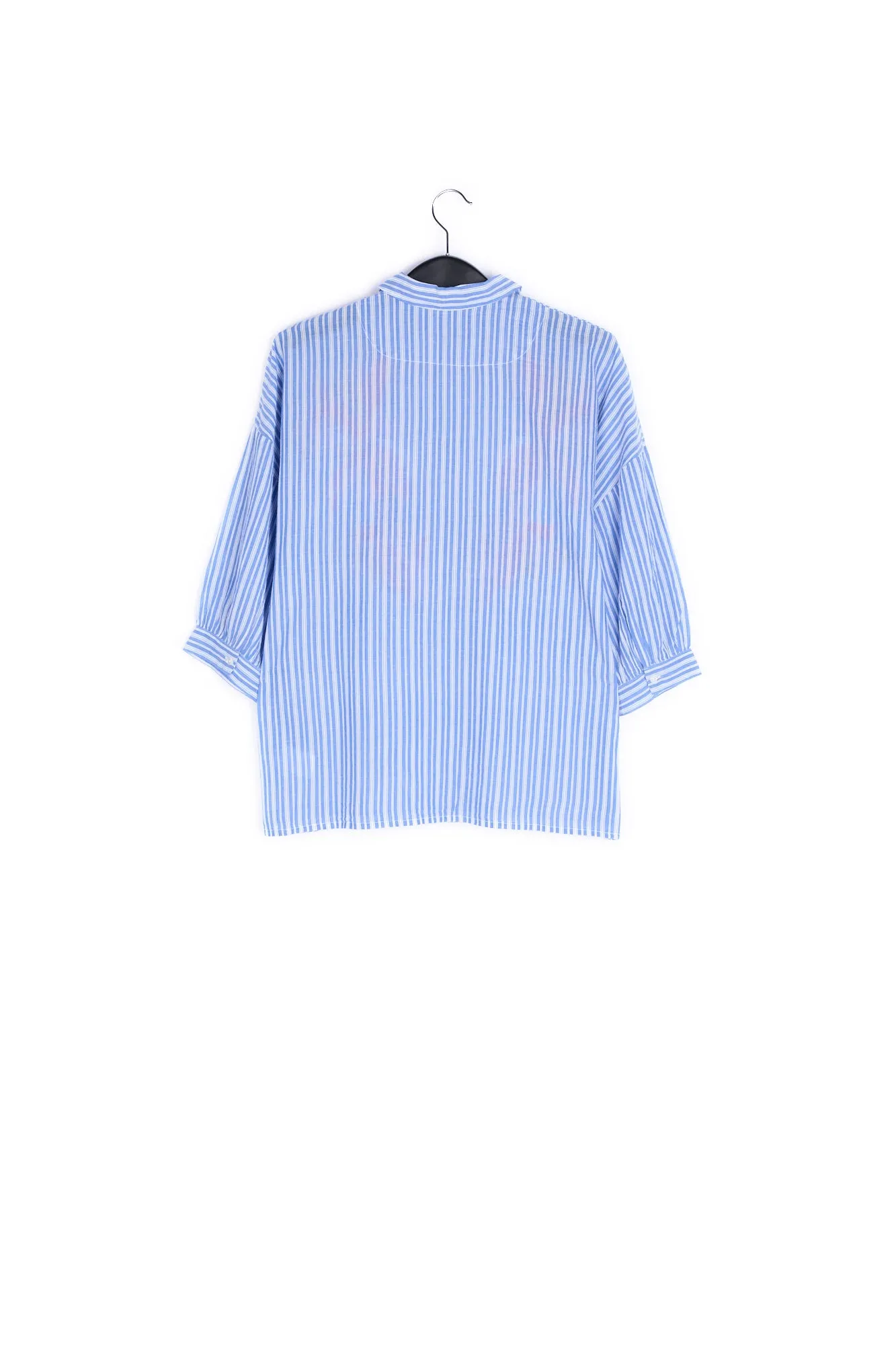 Blue and white striped embroidered shirt