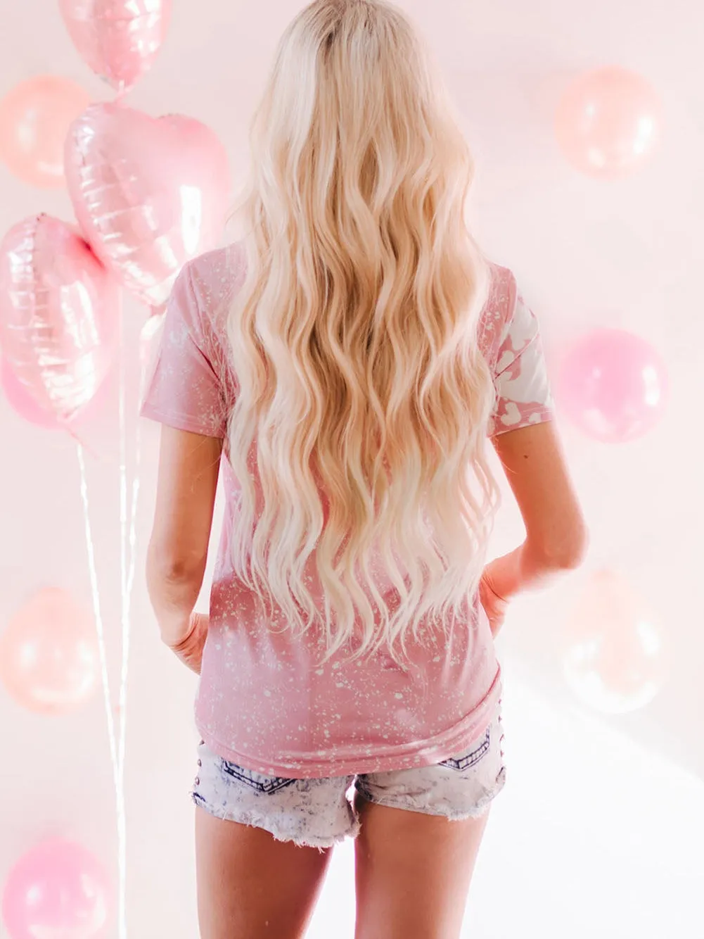 Blush Pink Leopard Rabbit Tie Dye Graphic Tee
