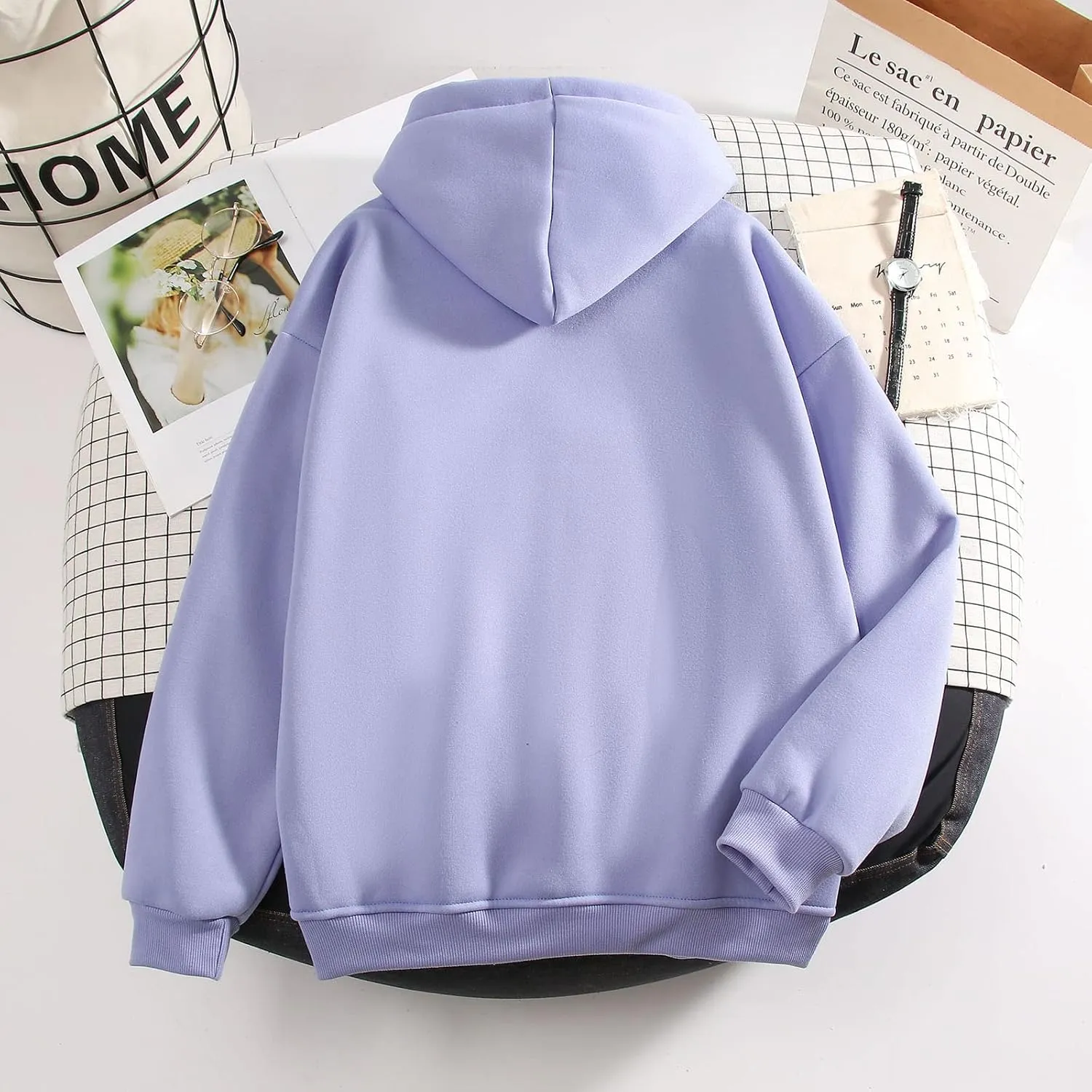 Bobeutou Women Cute Cat Print Oversized Hoodies for Teen Girls Aesthetic Kawaii Cartoon Graphic Fleece Sweatshirt Pullovers
