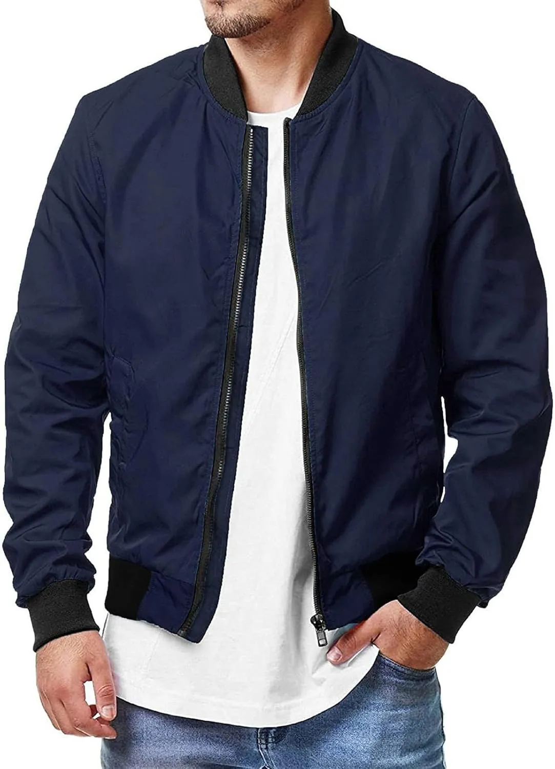 Bomber Jacket Men Men Bomber Jacket Lightweight Casual Softshell Flight Windbreaker Coat