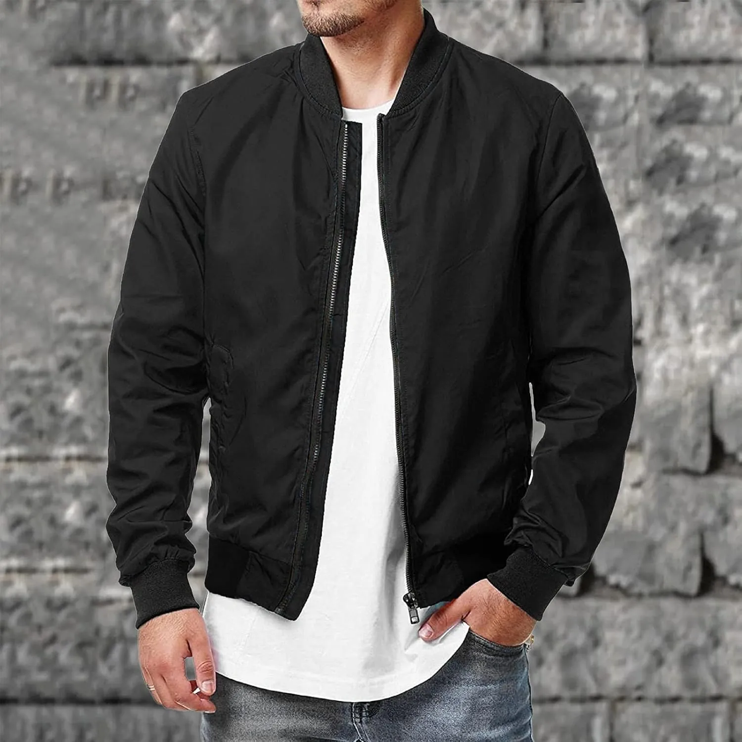 Bomber Jacket Men Mens Bomber Jacket Lightweight Slim Fit Softshell Windbreaker