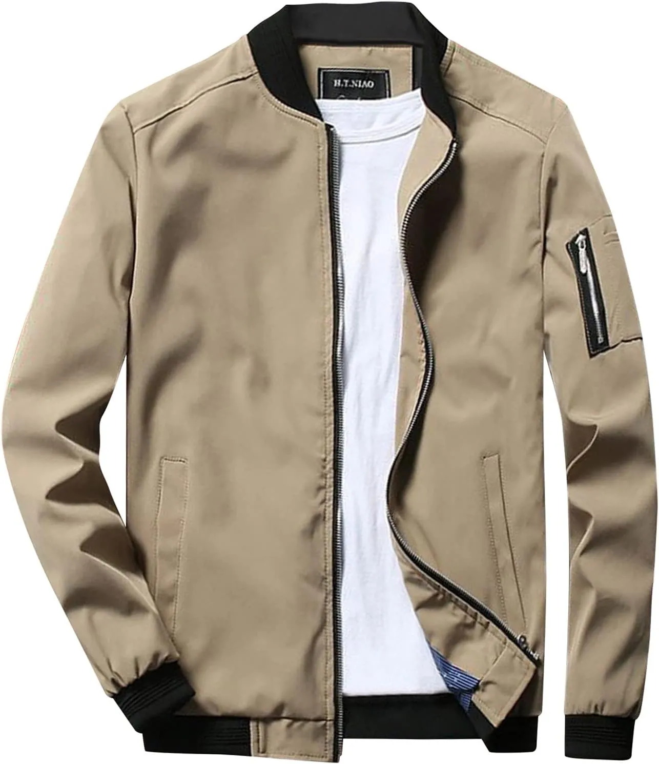 Bomber Jacket Men Mens Casual Lightweight Jacket Softshell Flight Bomber Jacket Varsity Windbreaker
