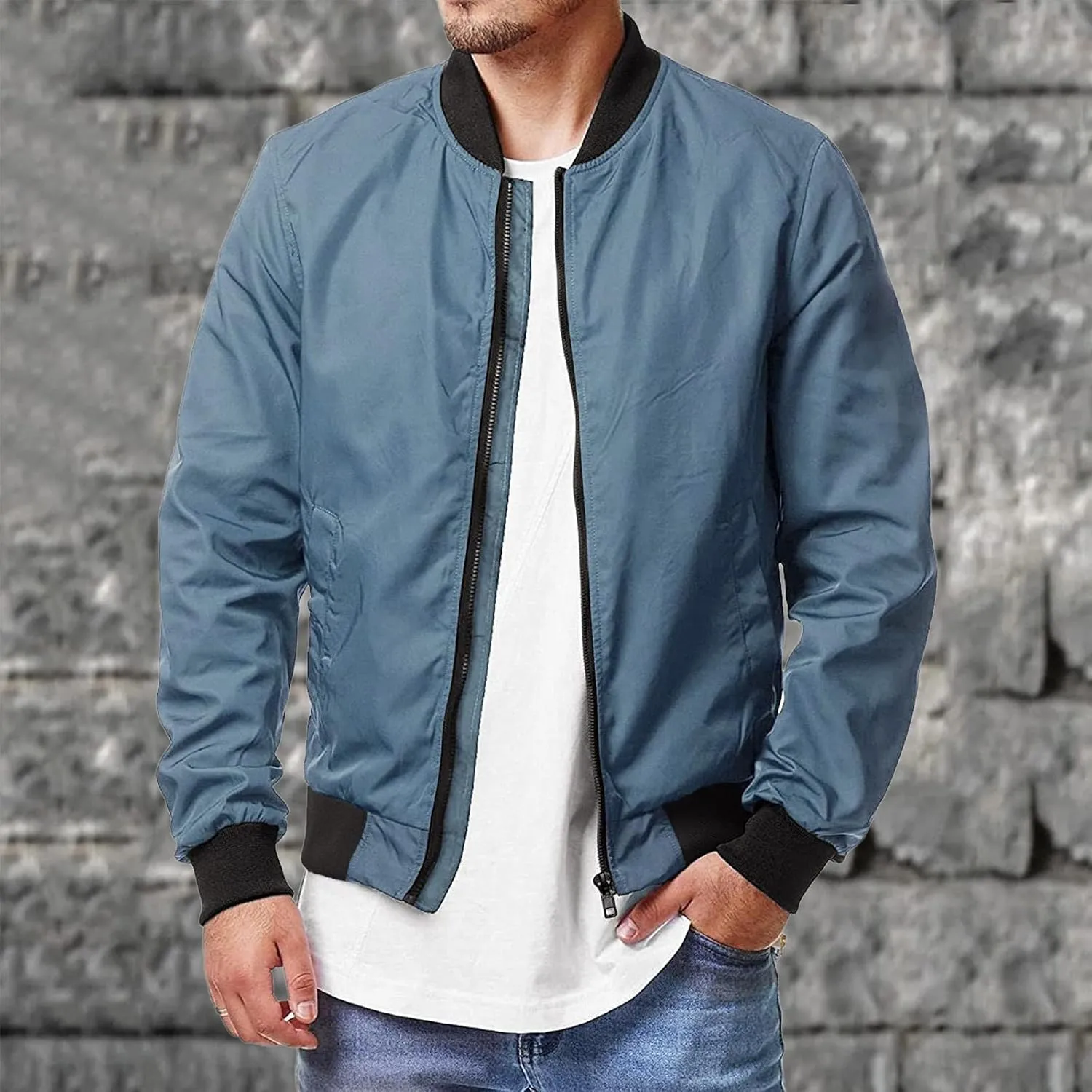 Bomber Jacket Men Mens Diamond Quilted Jackets Bomber Varsity Winter Fall Chunky Coats Outwear