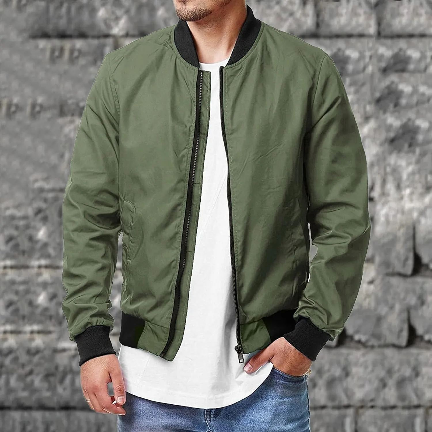 Bomber Jacket Men Mens Diamond Quilted Jackets Bomber Varsity Winter Fall Chunky Coats Outwear